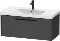 Duravit D-Code 984mm x 460mm 1 Drawer Wall Hung Vanity Unit w/ Black Handle - Matt Graphite