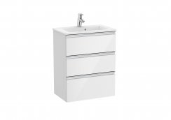 Roca The Gap Compact Gloss White 600mm 3 Drawer Vanity Unit with Basin