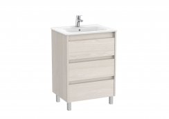 Roca Tenet Nordic Ash 600 x 460mm 3 Drawer Vanity Unit and Basin with Legs