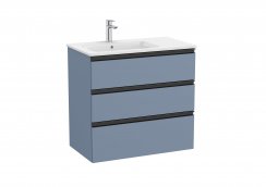 Roca The Gap Matt Blue 800mm 3 Drawer Vanity Unit with Left Hand Basin