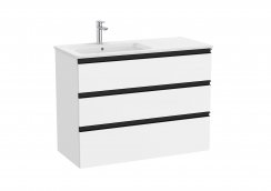 Roca The Gap Matt White 1000mm 3 Drawer Vanity Unit with Left Hand Basin