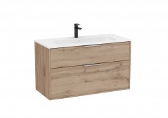 Roca Optica 1000mm Walnut Vanity Unit with 2 Drawers & Stonex Basin