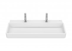 Roca Tura 1000mm Wall-Hung Double Basin with 2 Tap Holes - Matt White