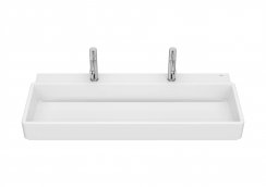 Roca Tura 1000mm Wall-Hung Double Basin with 2 Tap Holes - Supraglaze