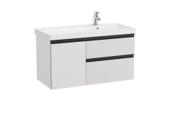 Roca Domi 1000mm Two Drawer Vanity Unit with One Door & Right Hand Basin - Matt Arctic Grey