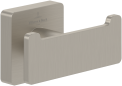 Villeroy & Boch Elements Striking Double Towel/Robe Hook - Matt Brushed Nickel