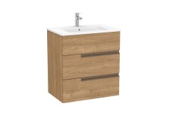 Roca Victoria-N 700mm Vanity Unit with Three Drawers & Basin - Walnut