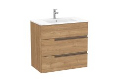 Roca Victoria-N 800mm Vanity Unit with Three Drawers & Basin - Walnut