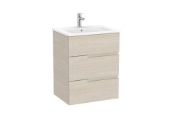 Roca Victoria-N 600mm Vanity Unit with Three Drawers & Basin - Light Ash