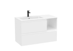 Roca Tenue 1000mm 2 Drawer Vanity Unit & Left Hand Basin - Matt White