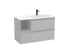 Roca Tenue 1000mm 2 Drawer Vanity Unit & Right Hand Basin - Pearl