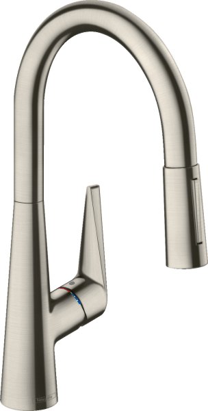 Hansgrohe Talis M51 Single Lever Kitchen Mixer 200 Ecosmart with Pull-Out Spray, 2 Spray Modes - Stainless Steel Finish