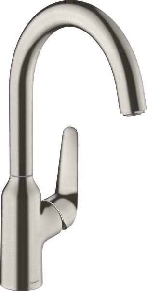 Hansgrohe Focus M42 Single Lever Kitchen Mixer 220, Single Spray Mode - Stainless Steel Finish