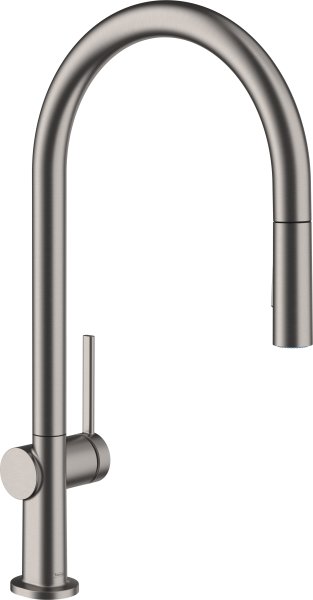 Hansgrohe Talis M54 Single Lever Kitchen Mixer 210 with Pull-Out Spray & Sbox, 2 Spray Modes - Brushed Black Chrome