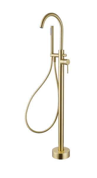 The White Space Pin Floorstanding Bath/Shower Mixer - Brushed Brass