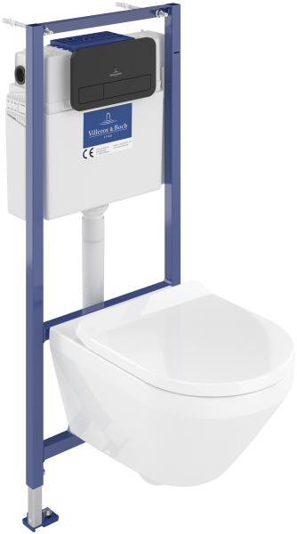 Villeroy & Boch Viconnect Pro 2.0 Wall Installation Frame Bundle with Architectura New WC & Matt Black Flush Plate