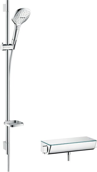 Hansgrohe Raindance Select E Shower System 120 3jet with Ecostat Select Thermostatic Mixer & Shower Rail 90cm - Chrome