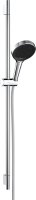 Hansgrohe Rainfinity Shower Set 130 3jet with Shower Bar S Puro 90cm, Push Slider & Designflex Textile Shower Hose 160cm - Chrome