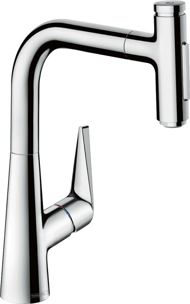 Hansgrohe Talis Select M51 Single Lever Kitchen Mixer 220 with Pull-Out Spray & Sbox, 2 Spray Modes - Chrome