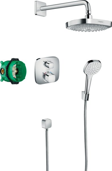 Hansgrohe Croma Select E Shower System with Ecostat E Thermostatic Mixer For Concealed Installation - Chrome