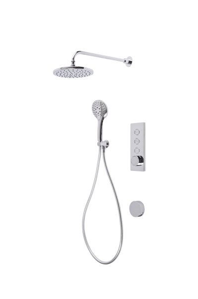 Tavistock Axiom Triple Function Shower System with Handset, Overhead Shower & Bath Filler - Chrome