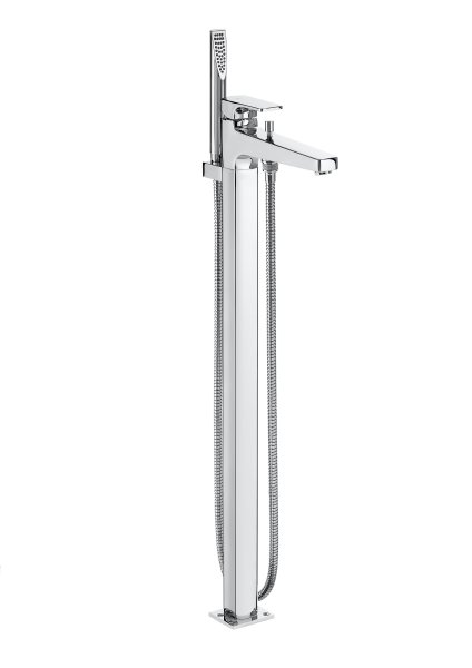 Roca L90 Floorstanding Bath/Shower Mixer with Hand Shower, Shower bracket & Flexible Hose - Chrome