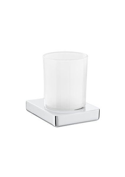 Roca Tempo Wall-Mounted Glass Tumbler - Chrome