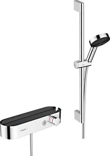 Hansgrohe Pulsify Select S Shower System 105 3jet Relaxation with Showertablet 400, Shower Bar 65cm & Accessories - Chrome