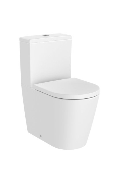 Roca Inspira Compact Round Close-Coupled Rimless Toilet - Matt White