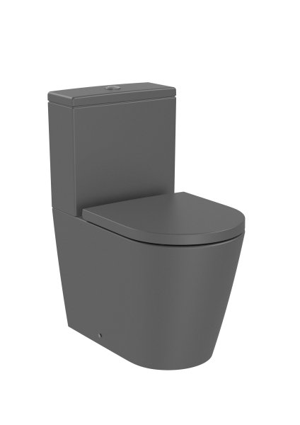 Roca Inspira Compact Round Close-Coupled Rimless Toilet - Onyx