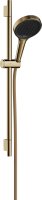 Hansgrohe Rainfinity Shower Set 130 3jet with Shower Bar S Puro 65cm, Push Slider & Designflex Textile Shower Hose 160cm - Polished Gold-Optic