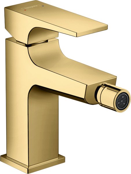 Hansgrohe Metropol Single Lever Bidet Mixer with Lever Handle & Push-Open Waste - Polished Gold-Optic