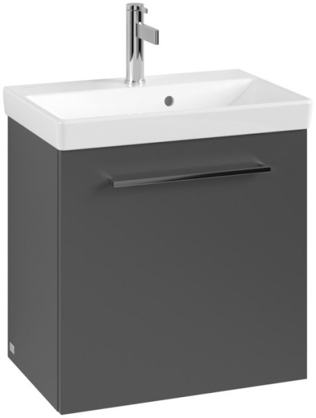 Villeroy & Boch Avento 530mm 1 Left Hand Door Vanity Unit with Chrome Handle - Graphite