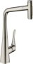 Hansgrohe Metris Select M71 Single Lever Kitchen Mixer 320 with Pull-Out Spray & Sbox, 2 Spray Modes - Stainless Steel Finish