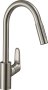 Hansgrohe Focus M41 Single Lever Kitchen Mixer 240 Ecosmart with Pull-Out Spray, 2 Spray Modes - Stainless Steel Finish