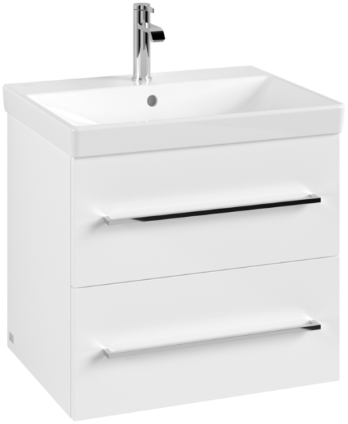 Villeroy & Boch Avento 600mm 2 Drawer Vanity Unit with Chrome Handles - Brilliant White