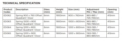 Spring 1000 X 800mm Single Door Offset Quadrant Shower Enclosure