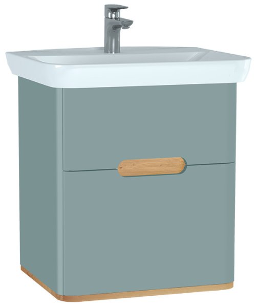 Vitra Sento 650mm Vanity Unit with 2 Drawers & Basin - Matt Green