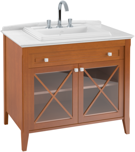 Villeroy & Boch Hommage 2 Door / 1 Drawer 1000mm Vanity Unit & Basin - Walnut