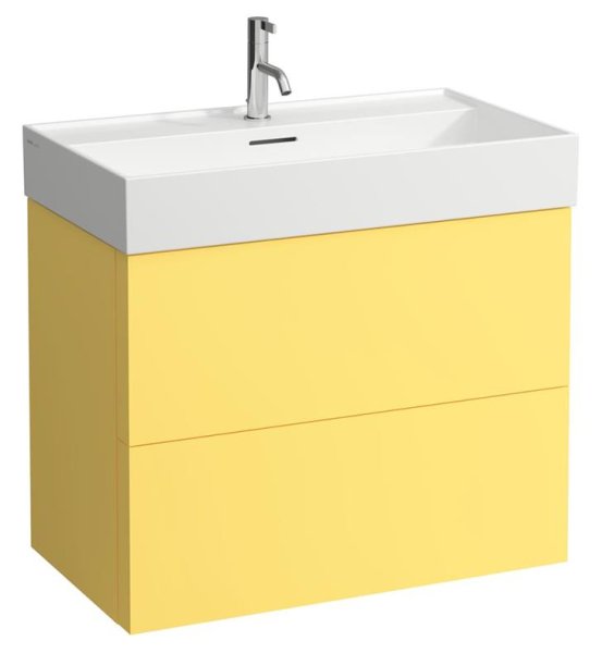 Kartell by Laufen 785mm 2 Drawer Vanity Unit with Organiser - Mustard Yellow