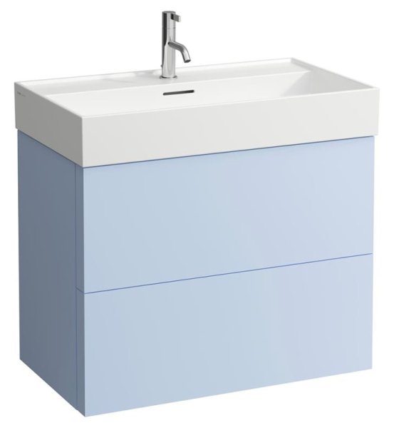 Kartell by Laufen 785mm 2 Drawer Vanity Unit with Organiser - Grey Blue