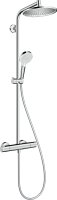 Hansgrohe Crometta S Showerpipe 240 1jet Ecosmart with Thermostatic Shower Mixer - Chrome