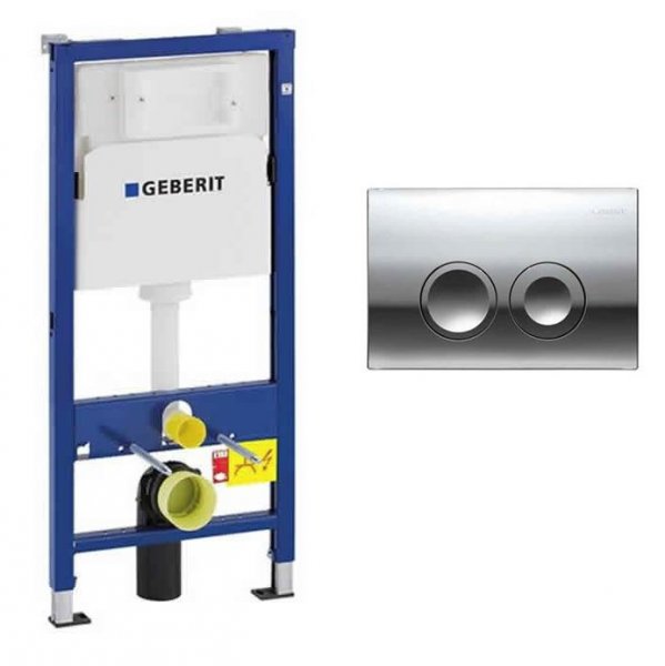 Geberit 1120mm Wall Hung Cistern Frame & Delta 21 Flush Plate ...