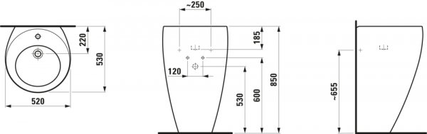 Laufen Alessi One Basin with Integrated Pedestal 520 mm | Bathroom ...