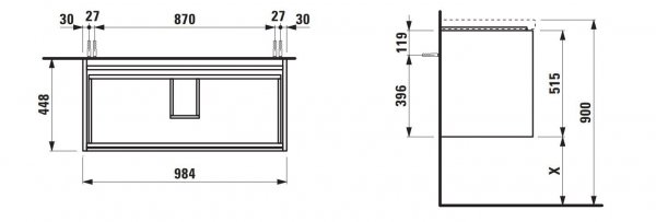 Laufen Lani Wild Oak 1000mm 2 Drawer Vanity Unit | Bathroom Supplies Online