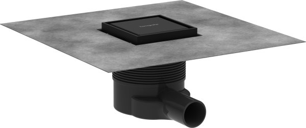 Hansgrohe Raindrain Brilliance Complete Set Point Drain 100/100mm Tileable Rear Cover - Matt Black