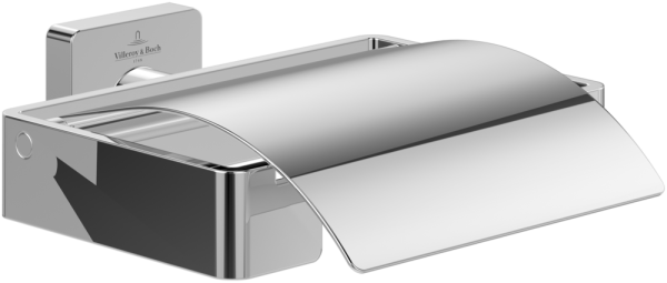 Villeroy & Boch Elements Striking Toilet Roll Holder with Cover - Chrome