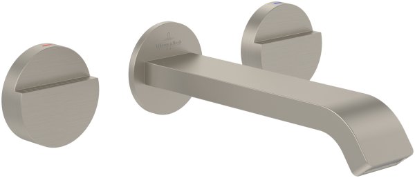 Villeroy & Boch Dawn Slim Wall-Mounted Three-Hole Basin Mixer - Matt Brushed Nickel