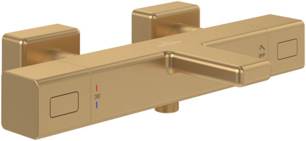 Villeroy & Boch Universal Thermostatic Square Bath Shower Mixer Tap - Brushed Gold