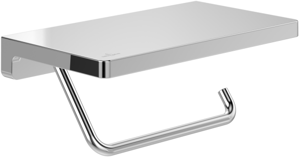 Villeroy & Boch Elements Striking Toilet Roll Holder with Shelf - Chrome